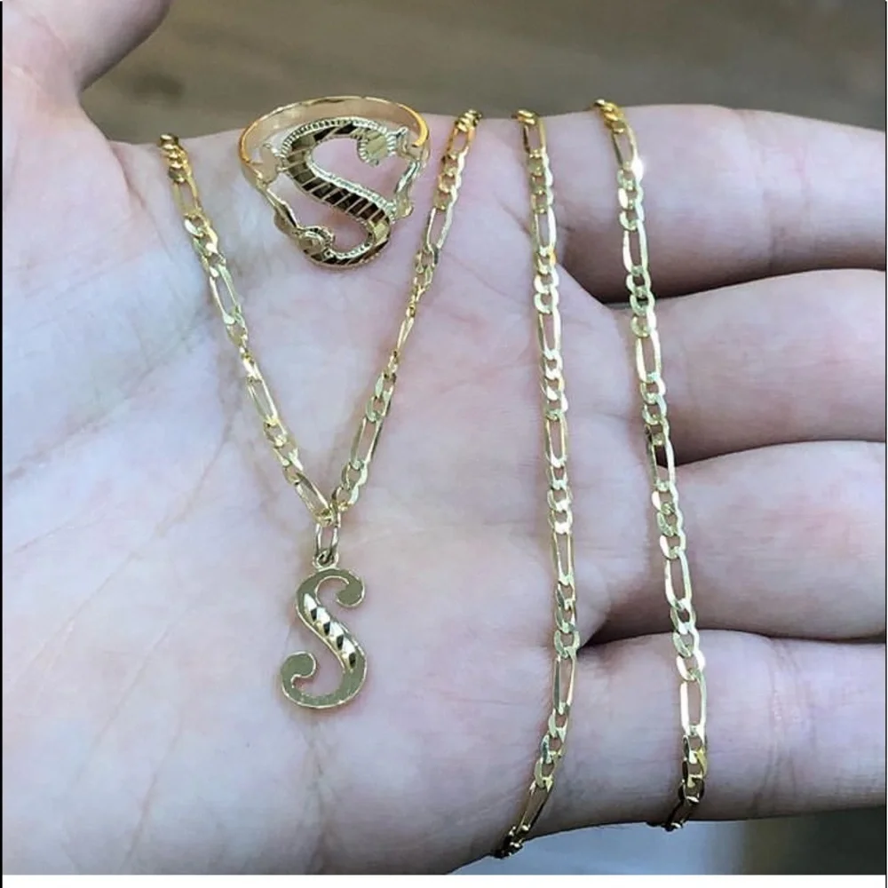 14K yellow Gold initial R Pendant all letters available in all letters